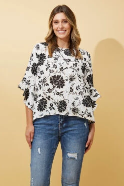 FOREVER NEW FLORAL FLUTE SLEEVE BLOUSE -Female Clothing Store ae32ec8f82f13af967ba7ec43248c566