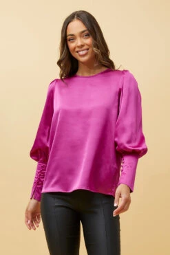 DOM BALLOON SLEEVE SATIN BLOUSE