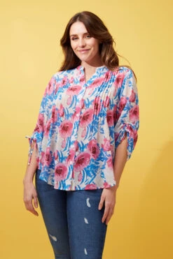 FLORAL PLEATED BLOUSE -Female Clothing Store b2022d0ea224e4df7b5b02104f215ebd