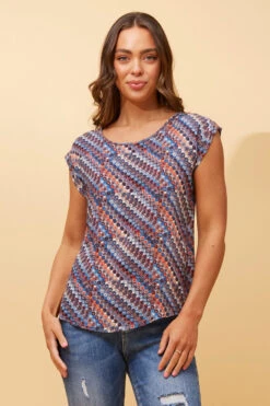 SHELLY ABSTRACT PRINT TOP -Female Clothing Store b3689fc37f37252eb37afb742a090490