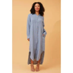 KIMMY BUTTON FRONT LINEN SHIRT DRESS -Female Clothing Store b3f2b57294cd7c822525e5a5ff92bf76