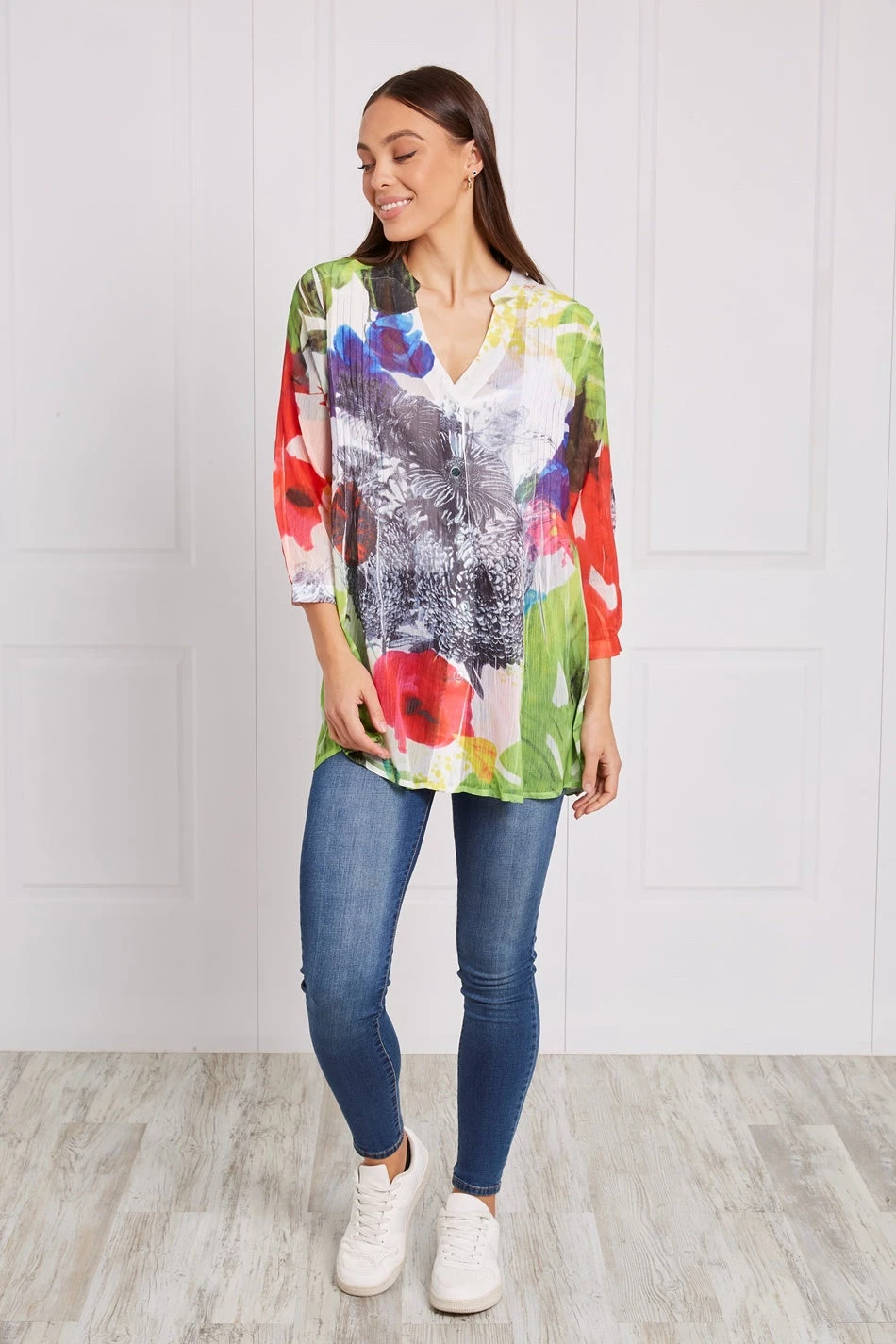 FLORAL PLEATED TUNIC TOP - Image 4