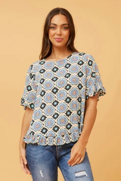 FRILA TILE PRINT TOP -Female Clothing Store b6911f4b22f5eda920fa00bd4a8f65ae