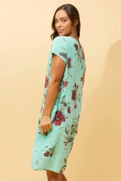 MESSINA FLORAL LINEN SHORT DRESS -Female Clothing Store b75ed69e728025539a2feabc47018a5d