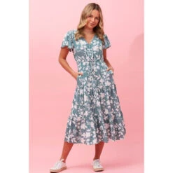 LISDON FLORAL TIERED MIDI DRESS -Female Clothing Store bad3fbe7de52d210f23b1556807c1f79