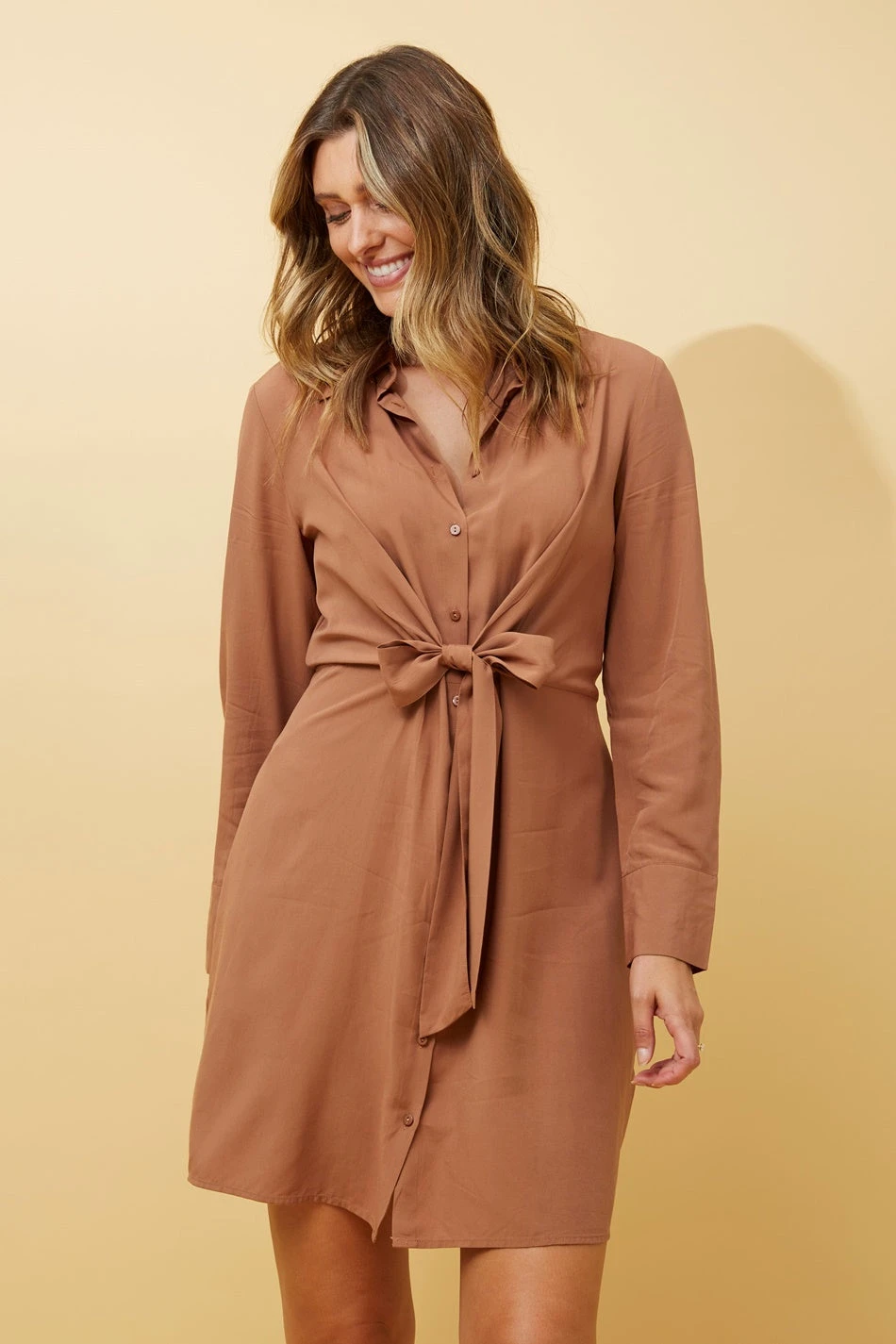INESHA BOW FRONT SHIRT DRESS 2 INESHA BOW FRONT SHIRT DRESS - Image 2