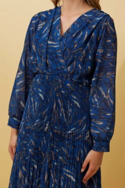 ZANETTA ABSTRACT PRINT TIERED PLEATED MIDI DRESS -Female Clothing Store bec461c278683a40bc7d8b923f0b7ee0