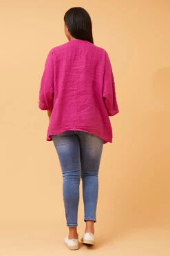 ZONYA SEQUIN PATCH LINEN TOP -Female Clothing Store c0e0b87bf8f2ac0f31f202206df3fd65