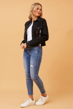 GERALDA FOIL PRINT DENIM JACKET -Female Clothing Store c23c73aed1af171a0bfa236cf80c52f4