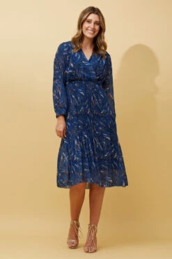 ZANETTA ABSTRACT PRINT TIERED PLEATED MIDI DRESS -Female Clothing Store c860ececbc5ea104bdb643b99ccd2b5b