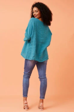 ZONYA SEQUIN PATCH LINEN TOP -Female Clothing Store c880c22985a74ef33db4f9ad732af9b5