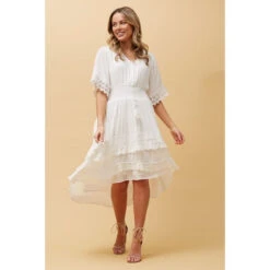 BRIANNA LACE TRIM MIDI DRESS -Female Clothing Store c8e7638df03941ca1248015f73963d36