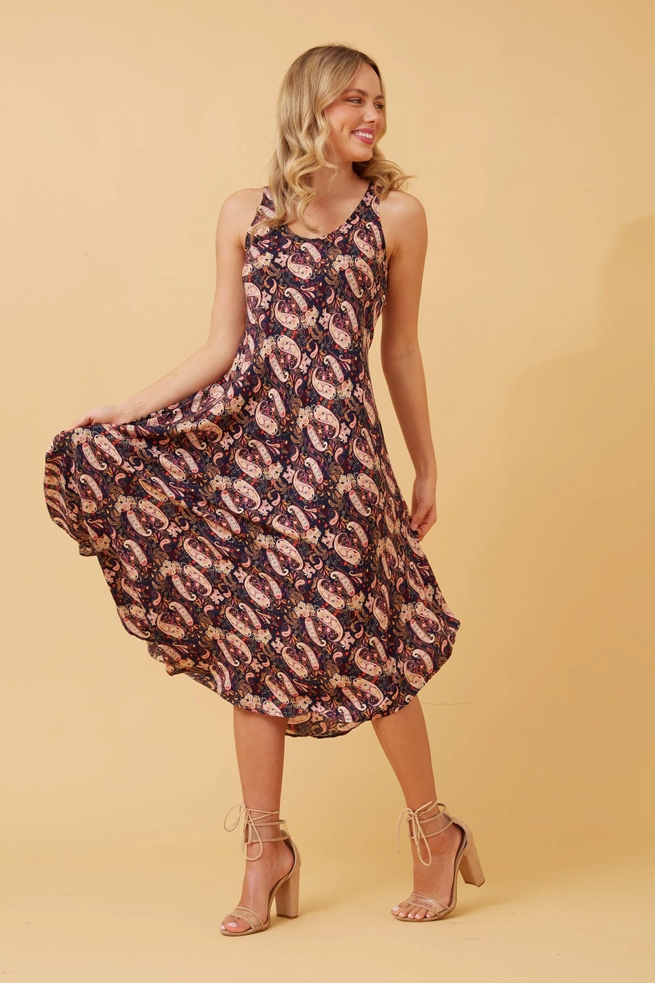 UMBRELLA PAISLEY BOHO MIDI DRESS 5 UMBRELLA PAISLEY BOHO MIDI DRESS - Image 5