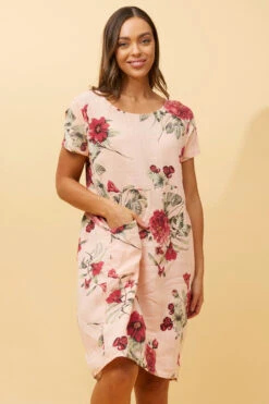 MESSINA FLORAL LINEN SHORT DRESS -Female Clothing Store cb42f93eb133d0d6fa792332ab31bdc6
