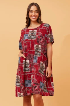 VINE ABSTRACT PRINT SHIFT DRESS -Female Clothing Store cc57454e0bb45613f3e88dbc437d0cbb