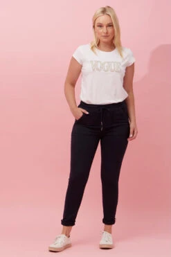 JANJA SOLID DENIMJOGGERS -Female Clothing Store d1a20fb084718c73c3c57355dd3785ca