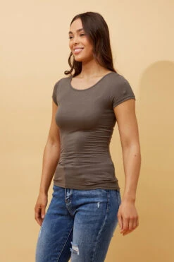 BASIC SHORT CAP SLEEVE TOP -Female Clothing Store d1ad1a40337fe317b3e7f9fb018d72ef