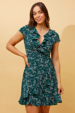 FRIDA FLORAL MOCK WRAP DRESS -Female Clothing Store d2e1823c45a2598830a2b5fc97c62563
