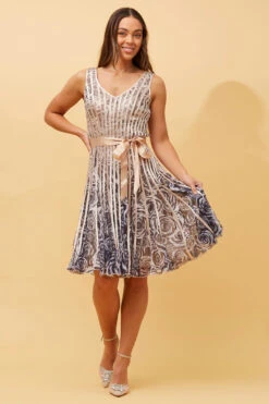 TRUDY FLORAL RIBBON DETAIL DRESS