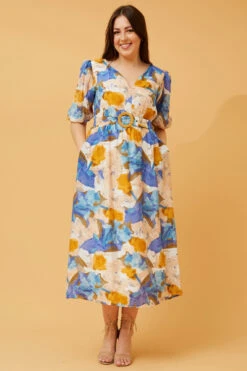 KATINA FLORAL BELTED MIDI DRESS -Female Clothing Store d46120078ee6d40e1c752ae770dac482