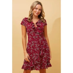 FRIDA FLORAL MOCK WRAP DRESS -Female Clothing Store d819c94049216afa6764aa9151b733bd
