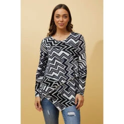 BOBBI ZIG ZAG PRINT DOUBLE LAYERED TOP 26 BOBBI ZIG ZAG PRINT DOUBLE LAYERED TOP -Female Clothing Store d92de6f436d4d12f0f594534128a13b1