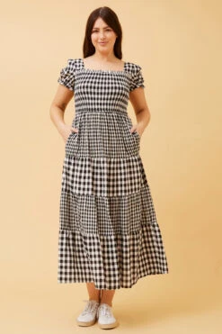ASHTON GINGHAM TIERED MAXI DRESS -Female Clothing Store d9c12ad2961ae741c105b891c2dbb3f1