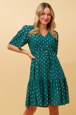 DIAMOND TEARDROP FOIL PRINT SHORT DRESS -Female Clothing Store da53311d891f564f72251cb81229c5e5