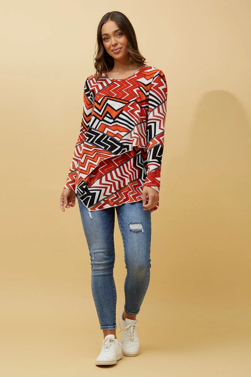 BOBBI ZIG ZAG PRINT DOUBLE LAYERED TOP 1 BOBBI ZIG ZAG PRINT DOUBLE LAYERED TOP
