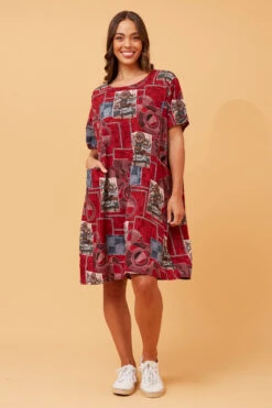 VINE ABSTRACT PRINT SHIFT DRESS -Female Clothing Store db7b5091992a487f53087e024e515c1e