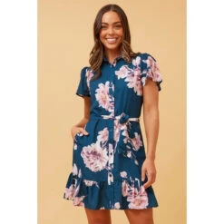 OLIVE FLORAL SHIRT DRESS -Female Clothing Store de8d1ab1a8ce2197fb49e1322410f79c