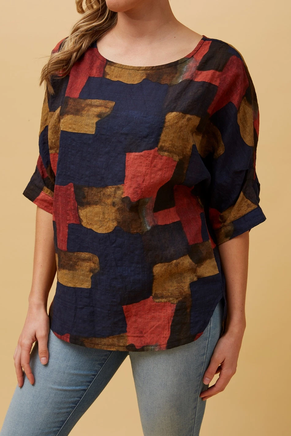 TARA ABSTRACT PRINT HI LOW HEM TOP - Image 9