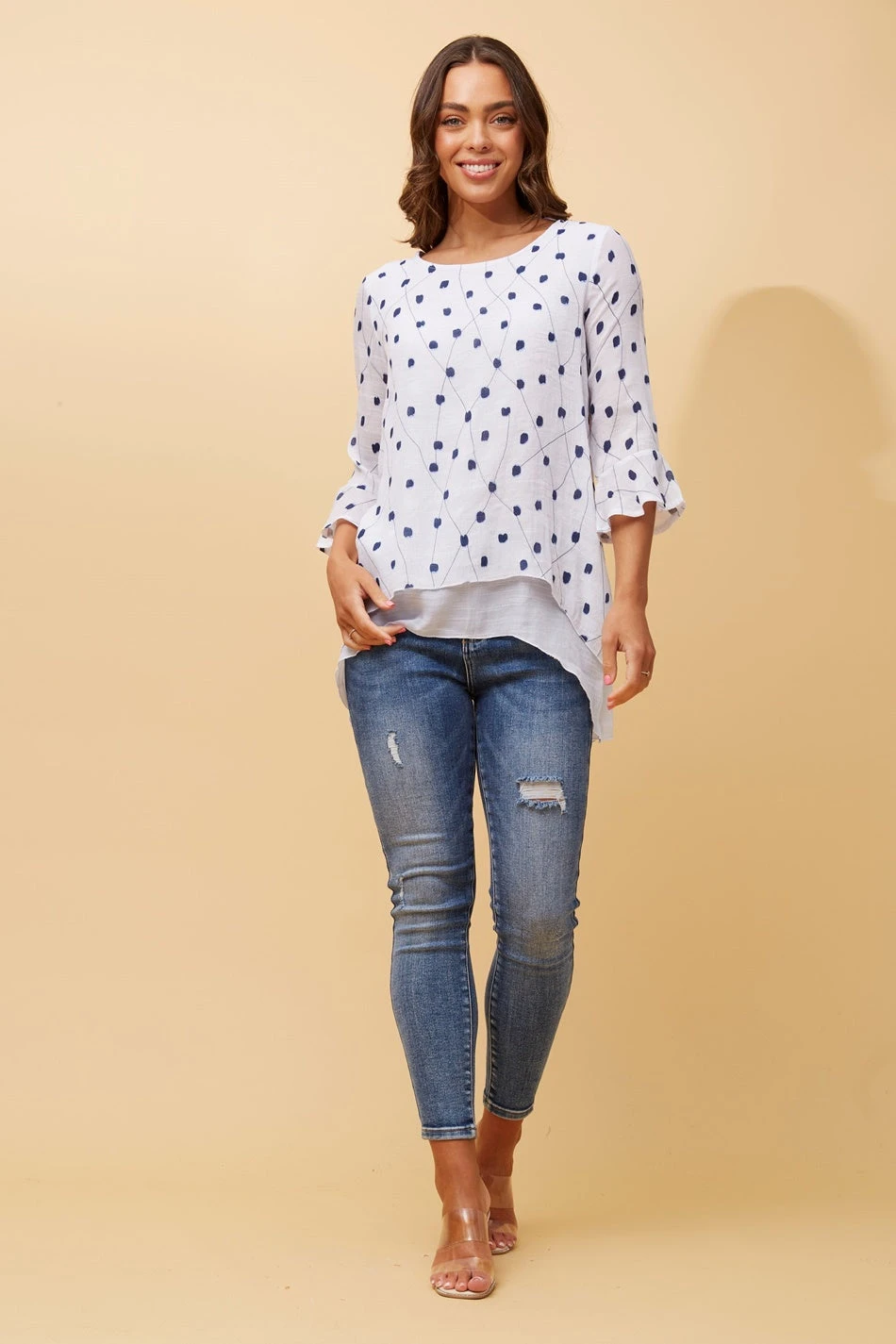 RUMI DOUBLE LAYER DOTTED TUNIC TOP - Image 4