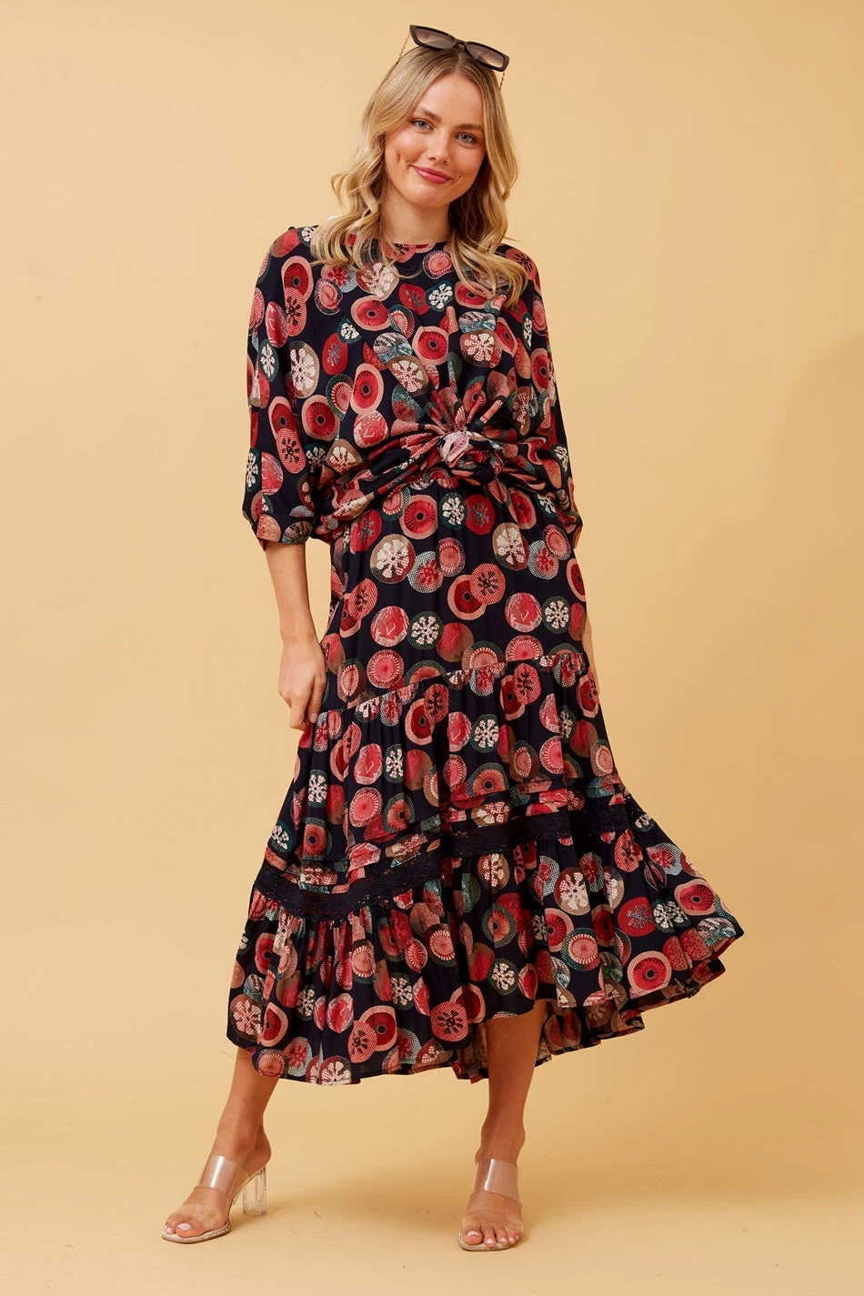 QUINN BOHO TIERED MIDI SKIRT - Image 5