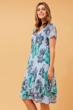 ELECTRA DOUBLE LAYER FLORAL DRESS -Female Clothing Store e84017354922fe7c01b09a82fd3c532a