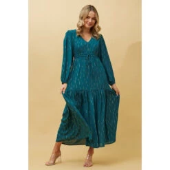 CRYSTELLE GOLD FOIL PRINT MAXI DRESS -Female Clothing Store e8bbda68f8c616b5669bc223249e24b3