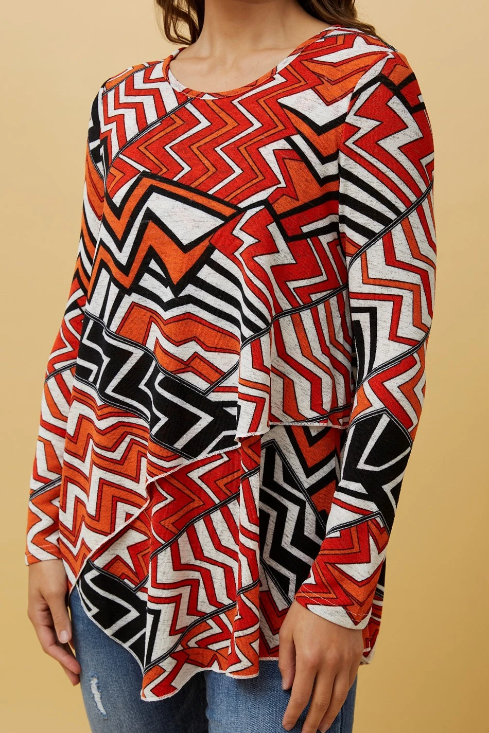 BOBBI ZIG ZAG PRINT DOUBLE LAYERED TOP 12 BOBBI ZIG ZAG PRINT DOUBLE LAYERED TOP - Image 12