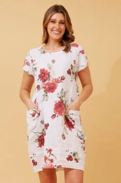 MESSINA FLORAL LINEN SHORT DRESS -Female Clothing Store edd68ae470624801c2efb6897e710805
