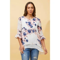 RUMI DOUBLE LAYER FLORAL TUNIC TOP -Female Clothing Store efc0b3dcdb290083f46900212e674d2b