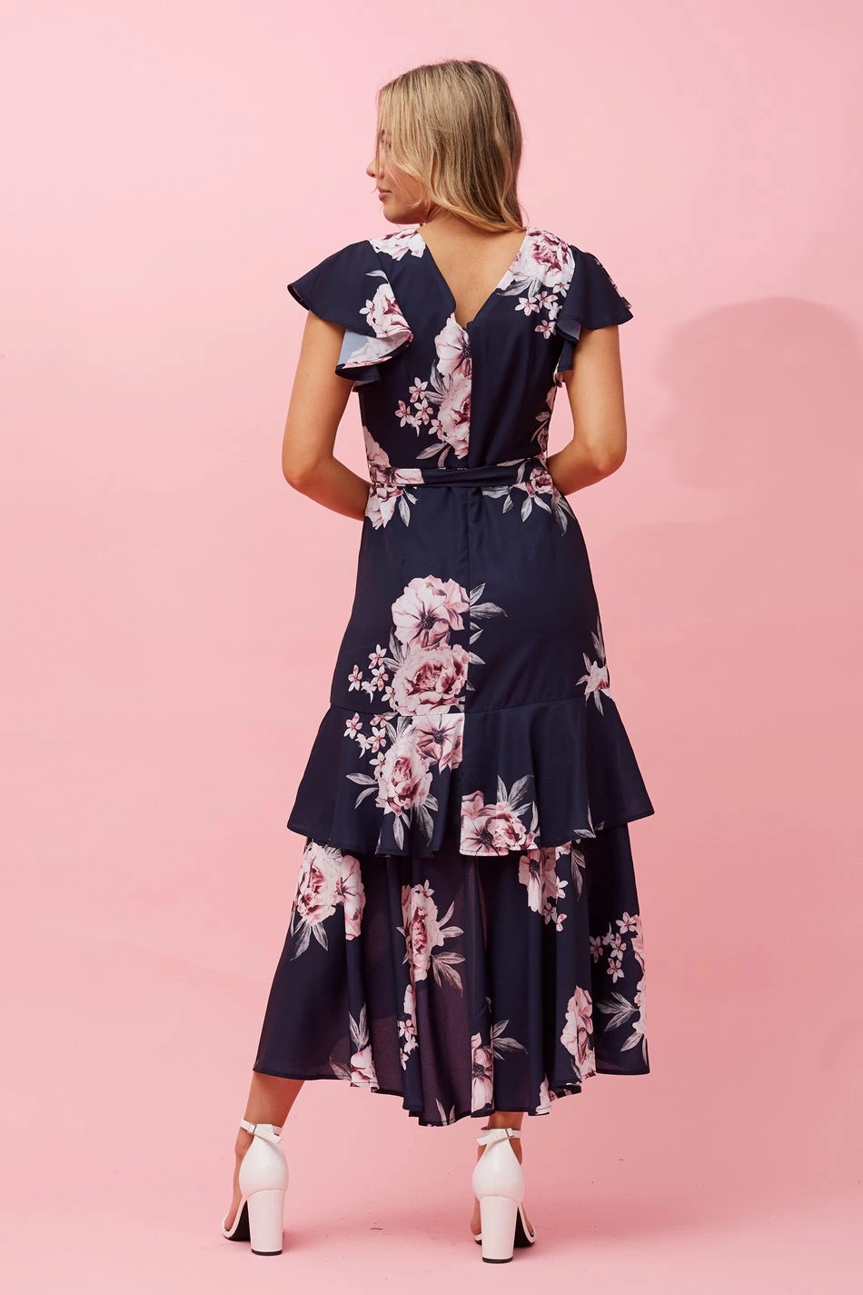 DENVER FLORAL RUFFLE HEM HI LOW DRESS 7 DENVER FLORAL RUFFLE HEM HI LOW DRESS - Image 7