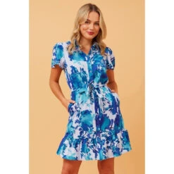 OLIVE FLORAL SHORT DRESS -Female Clothing Store f0ed0054c9aa0a2bc79278915e151ba0