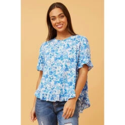 FRILA FLORAL FRILL TOP -Female Clothing Store f114af1c210c6f72b5b9b5a463da9be8