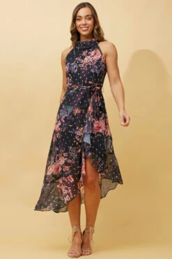 RIO FLORAL HALTER NECK DRESS -Female Clothing Store f32c23873e3cd2e1d8901e3d7f3bda84