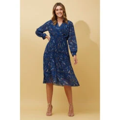 ZANETTA ABSTRACT PRINT TIERED PLEATED MIDI DRESS -Female Clothing Store f59d87b6cb1c6e20d5d0ed51153409dd