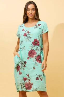 MESSINA FLORAL LINEN SHORT DRESS -Female Clothing Store f677c00b562eec977f1908737663eb2f