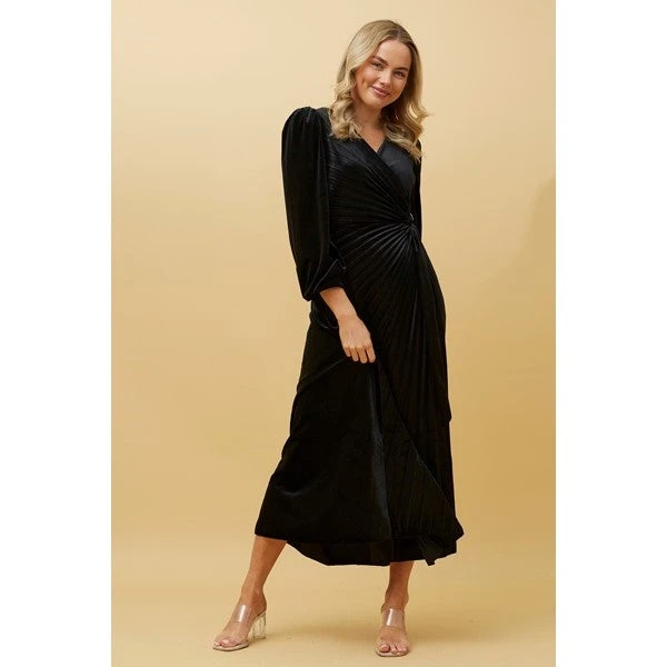 KENNEDY WRAP FRONT PLEATED VELVET MIDI DRESS 14 KENNEDY WRAP FRONT PLEATED VELVET MIDI DRESS - Image 14
