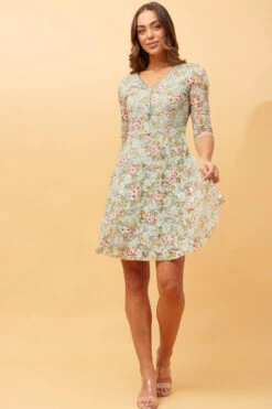 OLIVIA ZIP FRONT FLORAL LACE DRESS -Female Clothing Store f7a0b8737cd44ae17bf1a5aa7cf53d64