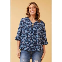 RUE FLORAL BUTTON DETAIL TOP -Female Clothing Store f7f7f5ae926a4f34b9598a07ac5ca984