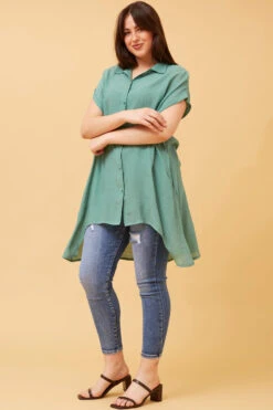 BLU ASYMMETRICAL HEM SHIRT -Female Clothing Store f8aef939f49e386b67a660255e36e34b