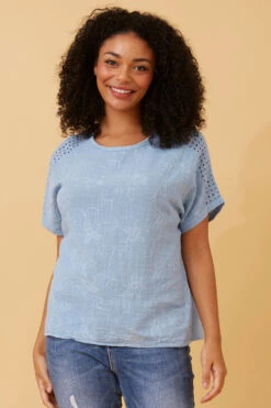 CONNIE EMBROIDERED FLORAL TOP -Female Clothing Store f9fd0672ea4cd788a2feb588cd5d8834